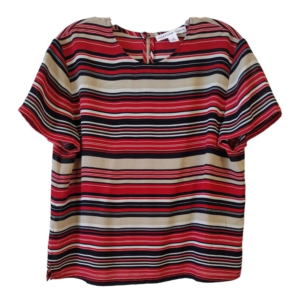 Josephine Chaus Blouse 14 Striped Short Sleeve